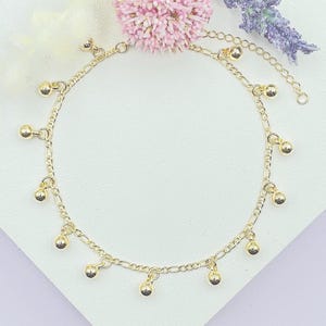13 Small Hanging Balls" 18k Gold Filled Anklet