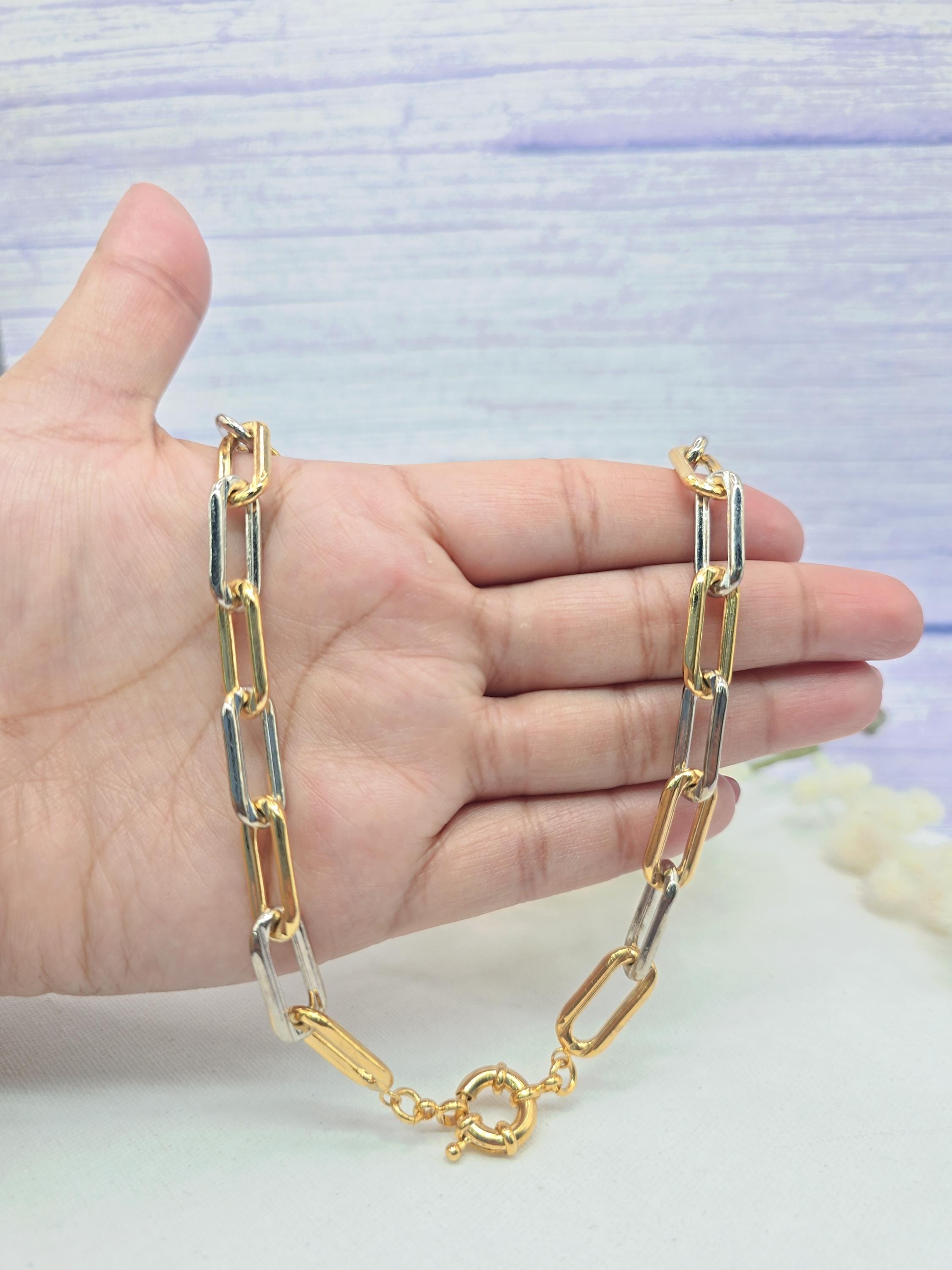 Chunky Two Tones Paper Clip Necklace, 18K Gold Filled - Etsy