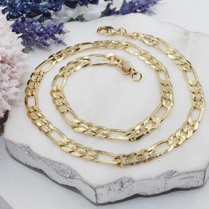 Figaro Chain Necklace, 3 x 1 link, 18Kt Gold Filled image 2