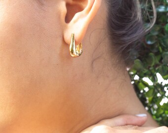 18K Gold Filled Small Drop Huggies Earrings