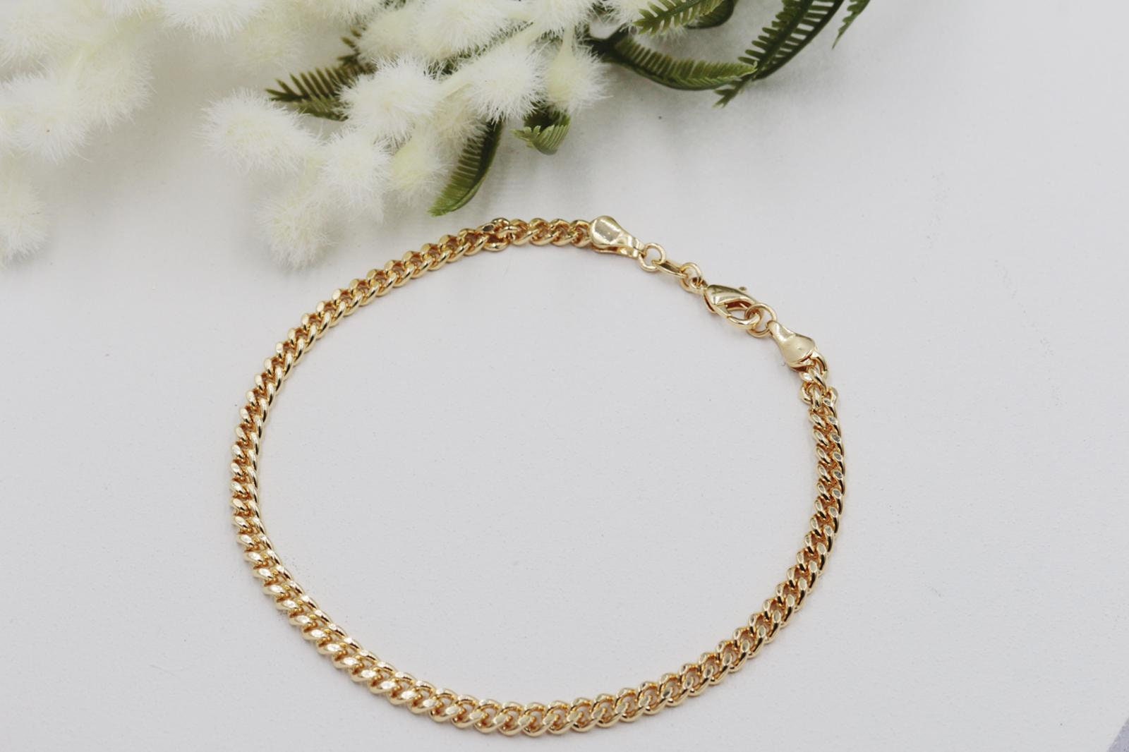 Anklet 18K Gold Filled 3mm Thin Cuban Link Chain Anklet