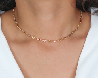 18K Gold Filled Dainty Colorful Choker