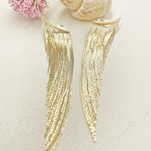 18K Gold Filled Fringe Earrings: Long Tassel Jewelry