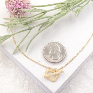 18k Gold Filled Heart Tag Toggle Necklace image 3