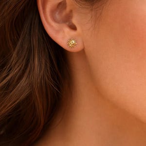 Sun Stud Earrings, Dainty Minimalist Jewelry, 18K Gold Filled