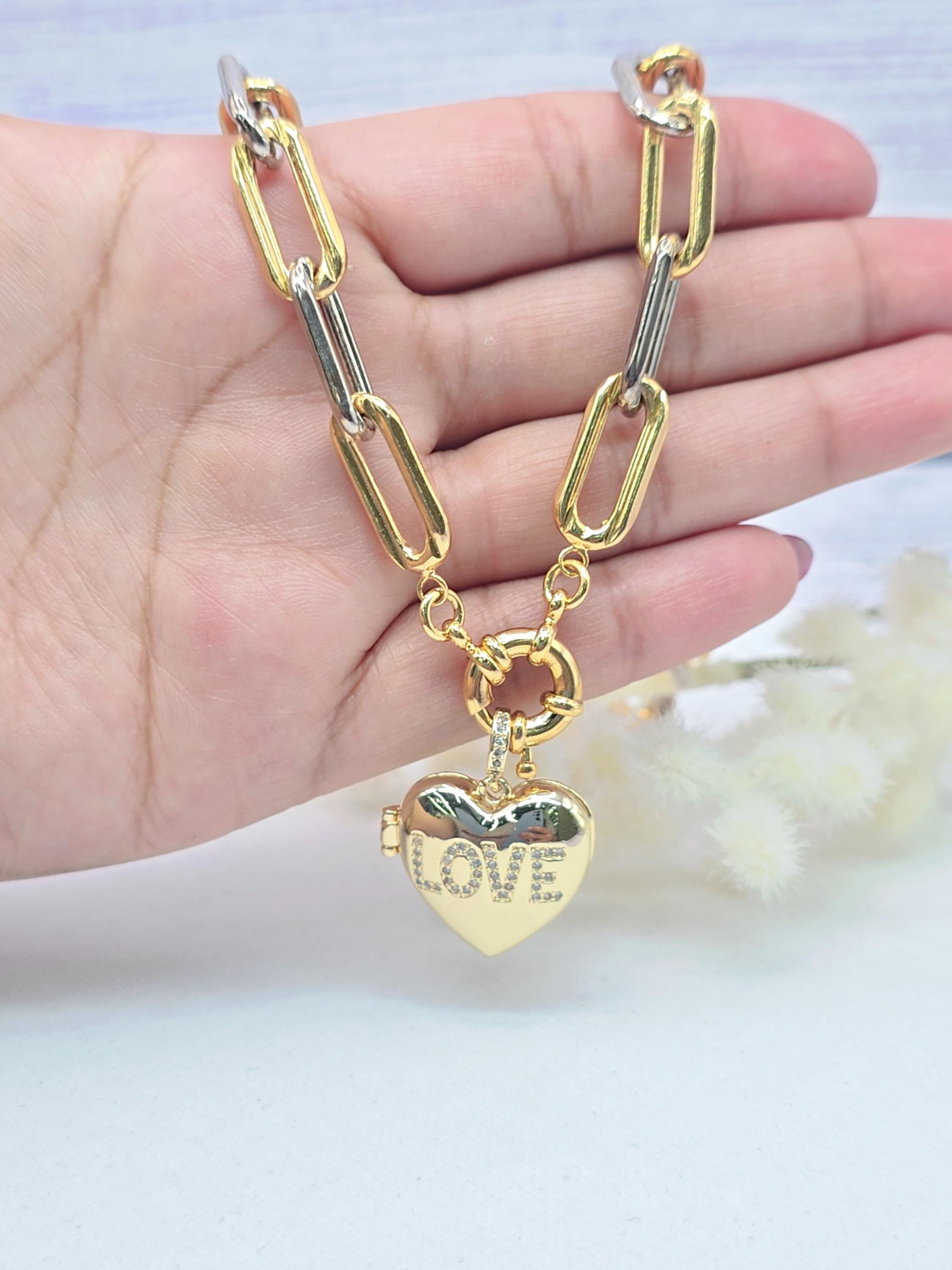 Chunky Two Tones Paper Clip Necklace, 18K Gold Filled - Etsy
