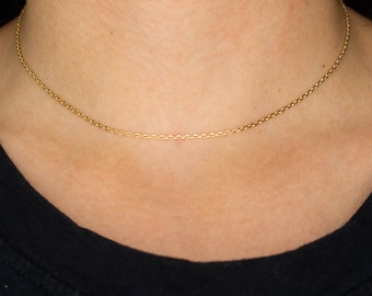 18k Gold Filled Dainty Rolo Chain Necklace