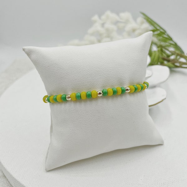 18k Gold Filled "Green & Yellow Beads Orula" Bracelet