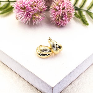 18k Gold Filled Matte and Shiny Huggie Earrings