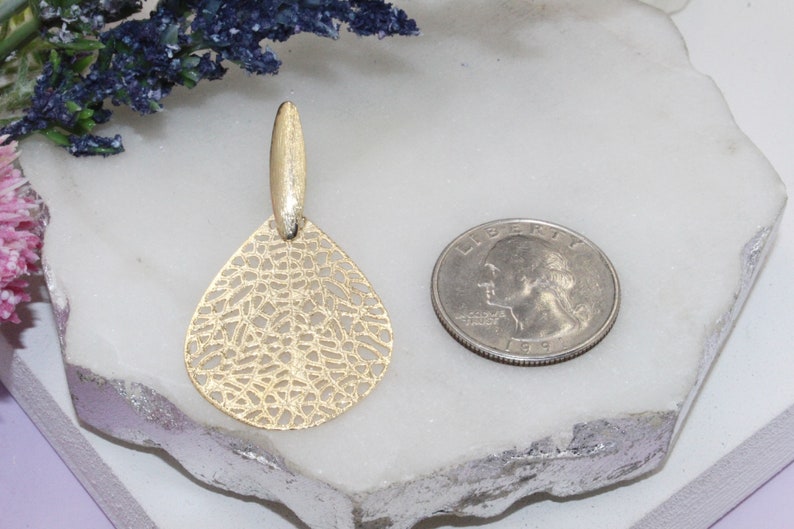 18K Gold Filled Branched Filigree Teardrop Earrings