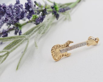 18K Gold Filled Electric Guitar Pendant: Hard Rock Jewelry