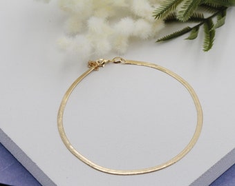 Anklet 18K Gold Filled 2mm, 4mm, 5mm Herringbone Snake Chain Anklet