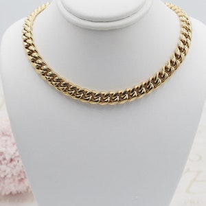 18K Gold Filled  Chunky Cuban Link with Open Box Clasp Choker & Necklace