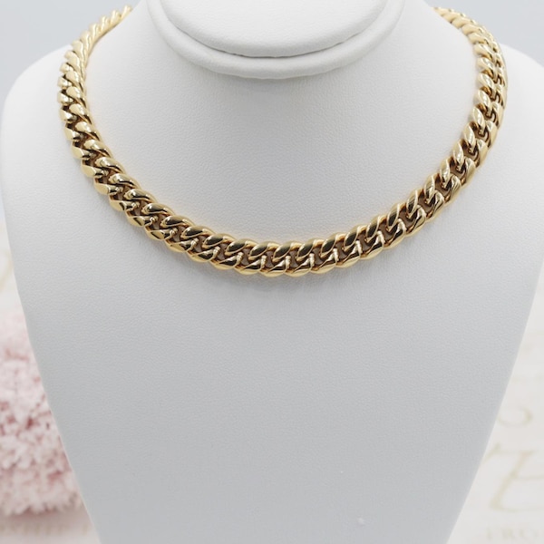 18K Gold Filled  Chunky Cuban Link with Open Box Clasp Choker & Necklace