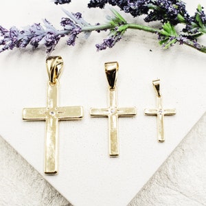 18k Gold Filled Stardust Zirconia Cross Pendant - Different sizes Available