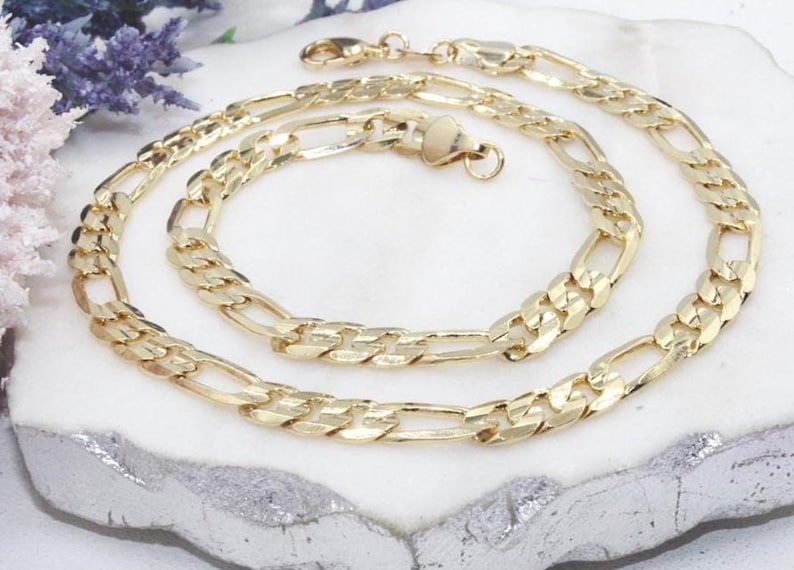 Figaro Chain Necklace, 3 x 1 link, 18Kt Gold Filled image 1