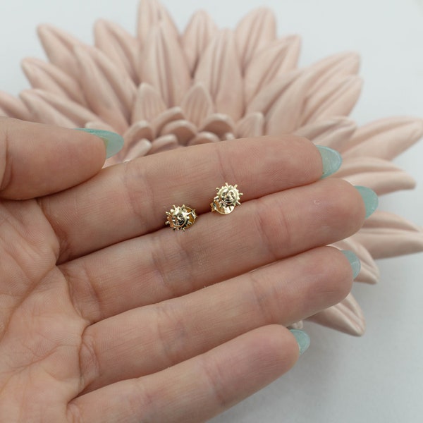 18k Gold Filled Sun Stud Earrings | Earrings for Children | Sun Cartilage Stud | Sun Upper Lobe Stud