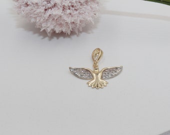 18K Gold Filled Cubic Zirconia Dove Pendant