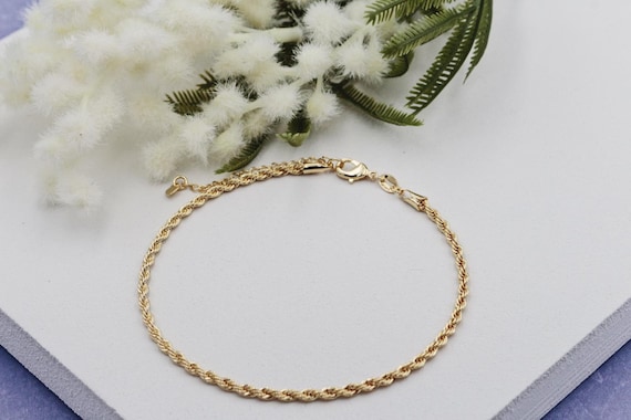 18K Gold Filled Rope Chain Anklet - 3mm Classic Design