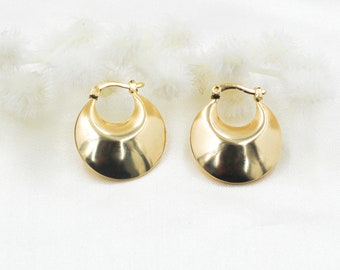 18K Gold Filled Chunky Oval Hoops Earring.