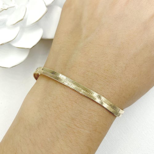 Herringbone Bracelet - 5mm Snake Chain, 18K Gold Filled