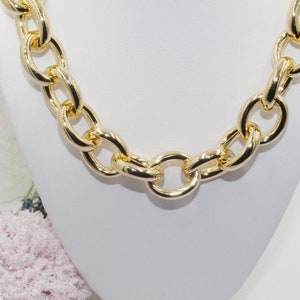 Necklace 18K Gold Filled Chunky Rolo Chain Necklace, Other Color Available