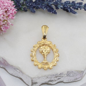 18K Gold Filled First Communion Cup Medallion Pendant, Religious Chalice Cup Medallion Pendant, Goblet Medallion Pendant