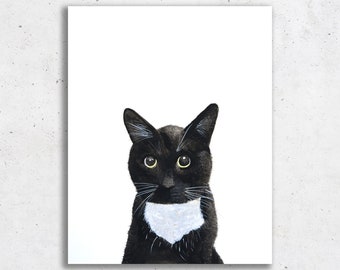 Tuxedo Cat Art Portrait For Sale - Tuxedo Cat (Open Edition Print)