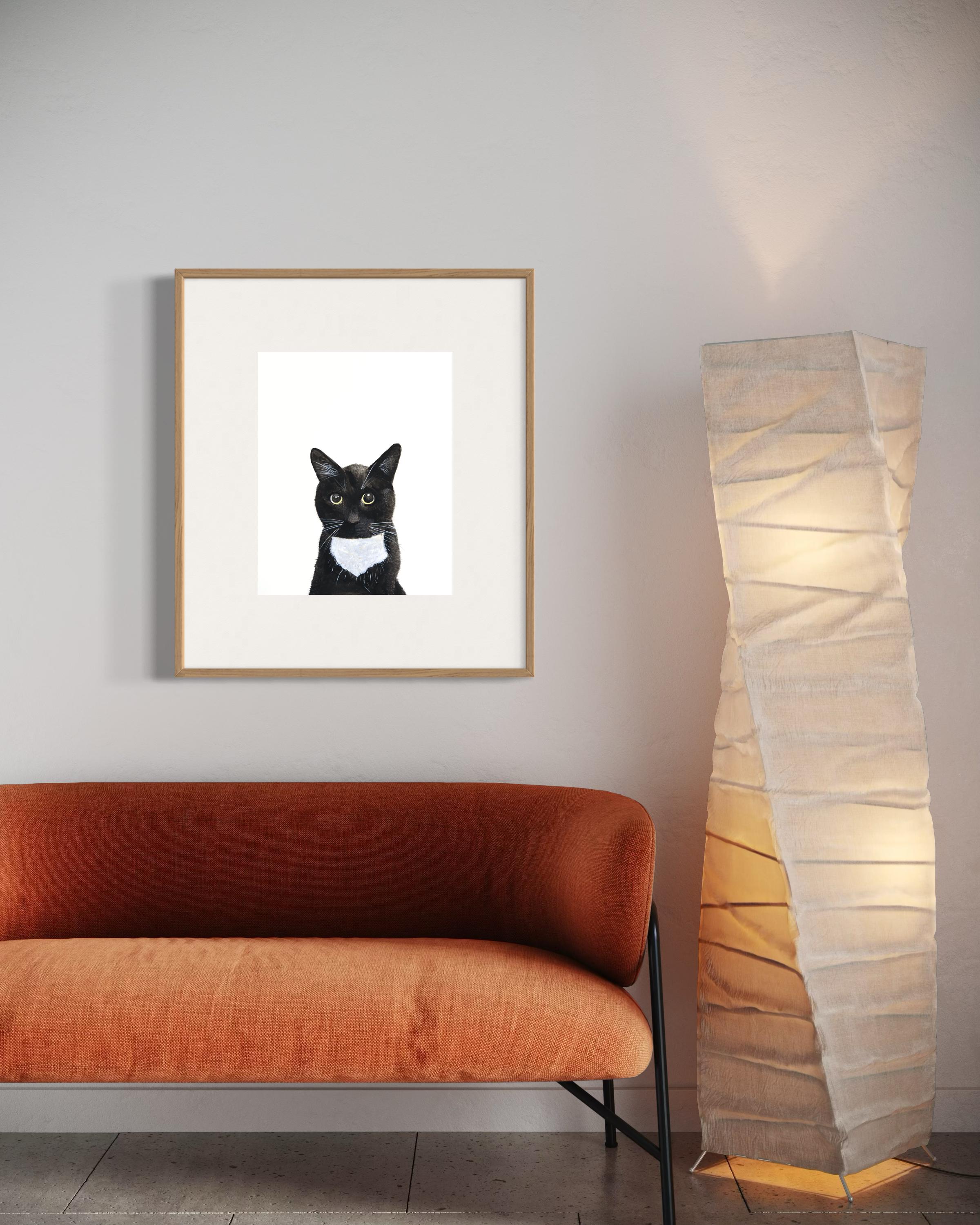 Tuxedo Cat Art Print: Black and White Cat Portrait - Etsy