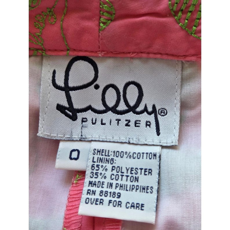 Pantalon vintage Lilly Pulitzer court brodé taille 0 rose vert doublé image 5