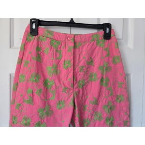 Pantalon vintage Lilly Pulitzer court brodé taille 0 rose vert doublé image 2