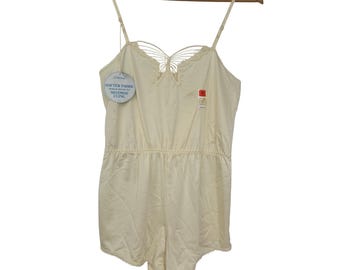 St Michael Teddy Butterfly Applique Vintage Lingerie Women 12 Cream NWT
