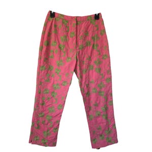 Pantalon vintage Lilly Pulitzer court brodé taille 0 rose vert doublé image 1
