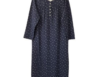 Vintage Scandia Woods Nightgown Bow Print Navy Blue White Womens Medium NWOT