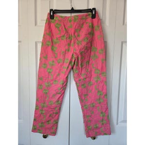 Pantalon vintage Lilly Pulitzer court brodé taille 0 rose vert doublé image 3