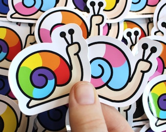 LGBT Sticker Snail Pride Flag // Lesbian, Gay, Transgender, Bisexual, Pansexual // LGBTQ Glossy Stickers Vinyl Decal | MyQueerGifts