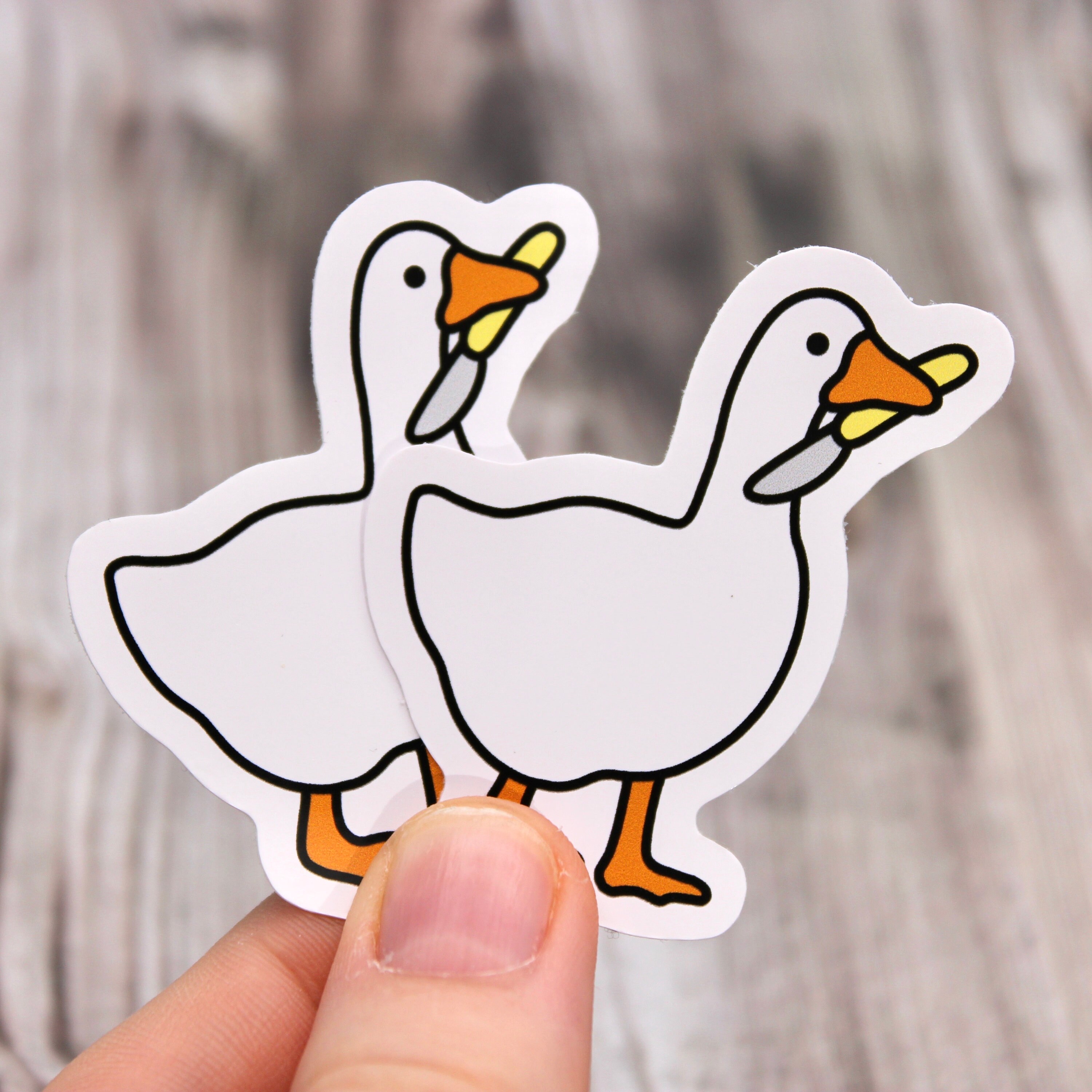 Goose With Knife Untitled Goose Game Sticker Vinyl Car Bumper Decal 