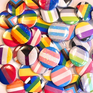 LGBT Badge Pride Flag / Holographic Option / All Flags Available / 25mm Pin Button | Gay Lesbian Transgender Nonbinary Bisexual Pansexual