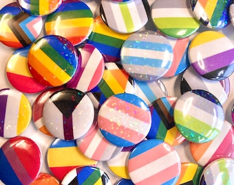 LGBT Badge Pride Flag / Holographic Option / All Flags Available / 25mm Pin Button | Gay Lesbian Transgender Nonbinary Bisexual Pansexual