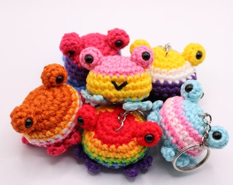 LGBT Crochet Frog / All Pride Flags / Handmade LGBTQ Amigurumi Plush Keychain - Gay Lesbian Transgender Bisexual Pansexual | MyQueerGifts