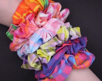 LGBT Scrunchie Plaid Pride Flag // 100% cotton // Lesbian, Gay, Transgender, Bisexual, Pansexual, Nonbinary // Handmade LGBTQ Hair Accessory