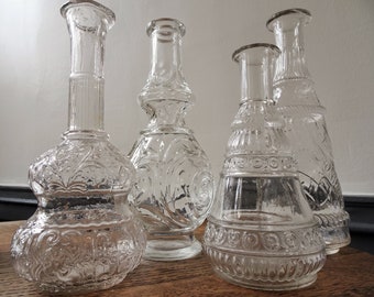 Ensemble de 4 Carafes à liqueur ou Flacons à parfum - Verrerie française ancienne - Antique french Carafes or Bottles of perfume