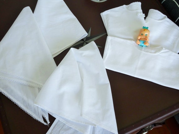Baby bras and vintage diapers - Baby underwear - French Vintage blouse 30's/50's - Old triangular diapers View 6