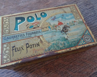 Boîte ancienne Polo Felix Potin 1920's - Boîte publicitaire de collection - Boîte métallique de collection - Vintage Tin Box