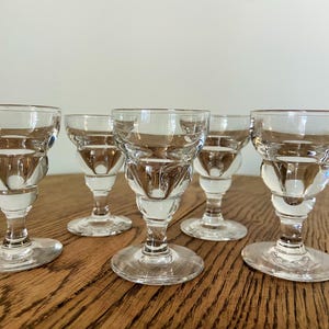 Set of 5 antique digestive glasses - Stemmed digestive glasses - Antique liqueur glasses - Shooters
