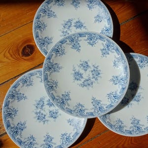 4 Rivanel Glass Porcelain Plates 1960s - Vintage Dessert Plates - French Vintage Plates