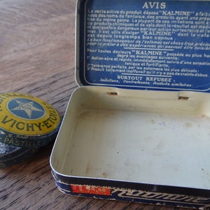 Boîtes anciennes cachets Kalmine et pastilles Vichy-étoiles Vintage tin boxes Boîtes métalliques de collection image 4