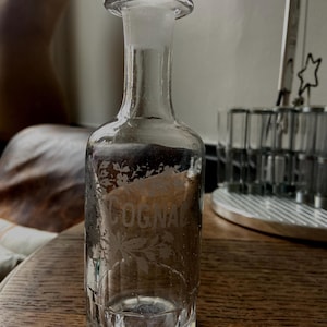 Small Glass Cognac Carafe - Old Brandy Bottle - Antique Soliflore
