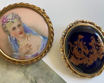 Pendentif Ancien En Porcelaine De Limoges – Vintage – Très Bon état