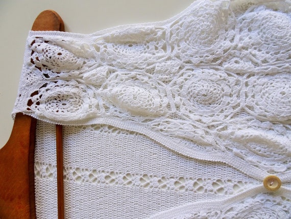 GRANDE NAPPE COTON AU CROCHET FAIT MAIN VINTAGE